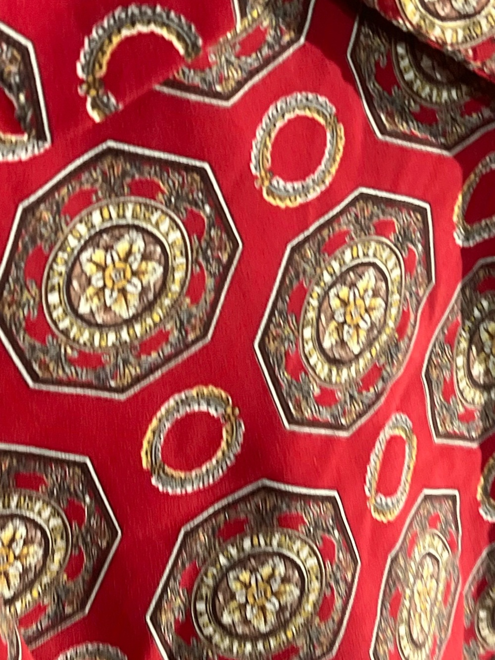 Vintage Y2K Christie & Jill Red/Geometric Print Medallion Secretary Button Front - Picture 2 of 4